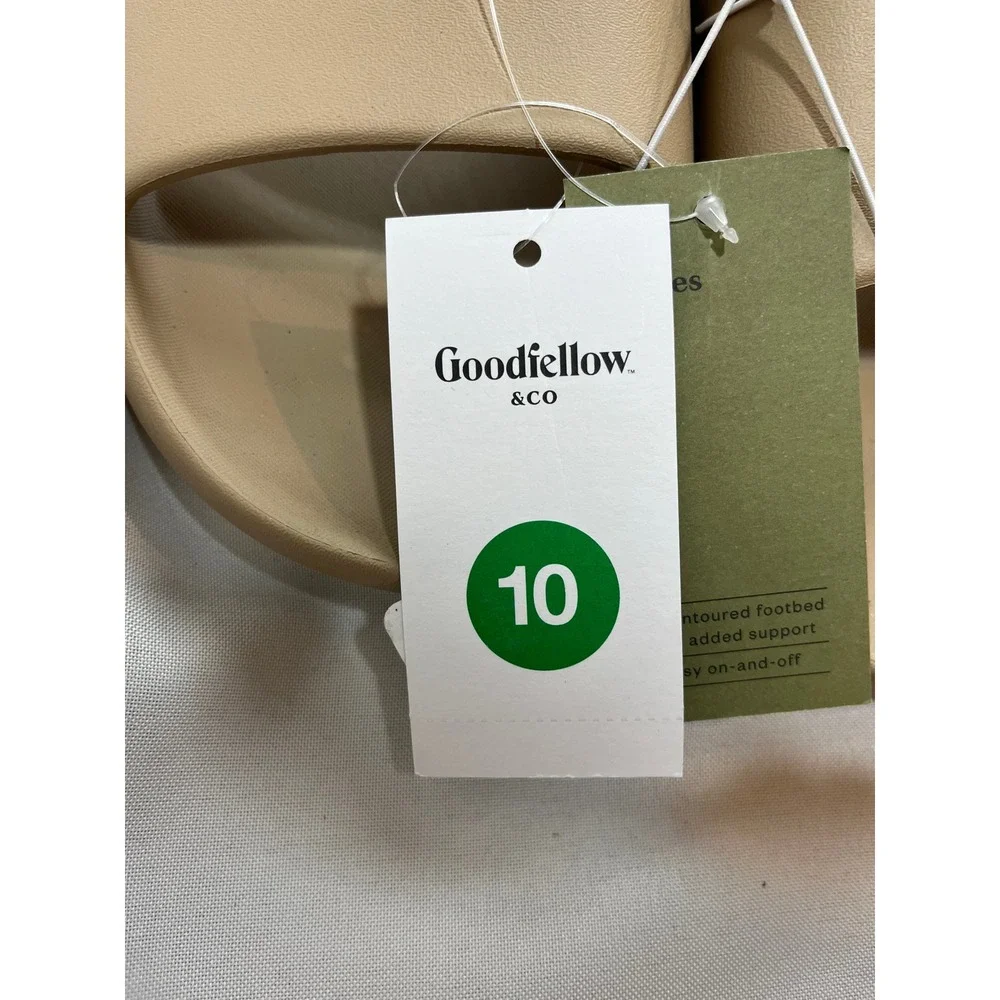 Goodfellow & Co Mens Slide Sandals Tan Beige Comfort Contour Footbed Size 10 NEW